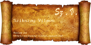 Szikszay Vilmos névjegykártya